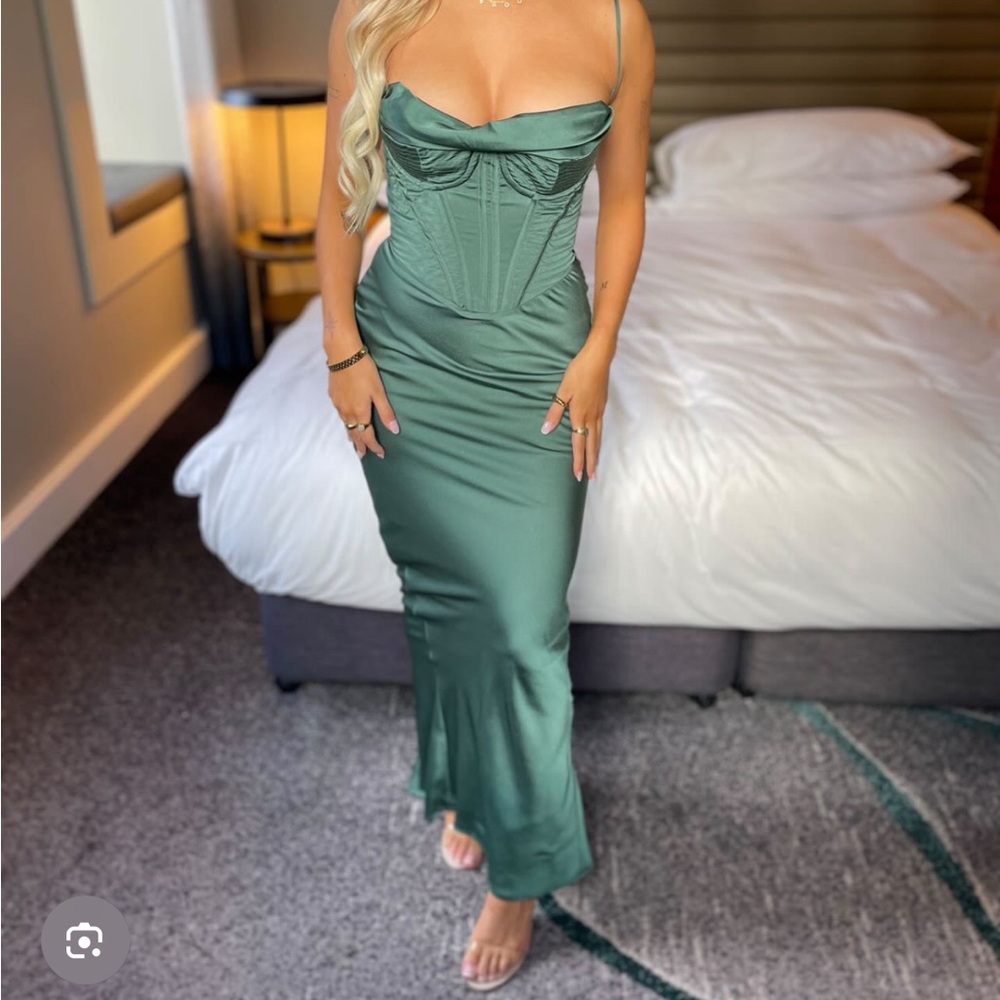 House of CB Charmaine Corset Dress in Pine - Picture 2 of 14